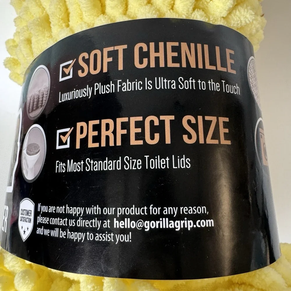 Gorilla Grip Toilet Lid Cover Yellow Sun Soft Chenille NWT